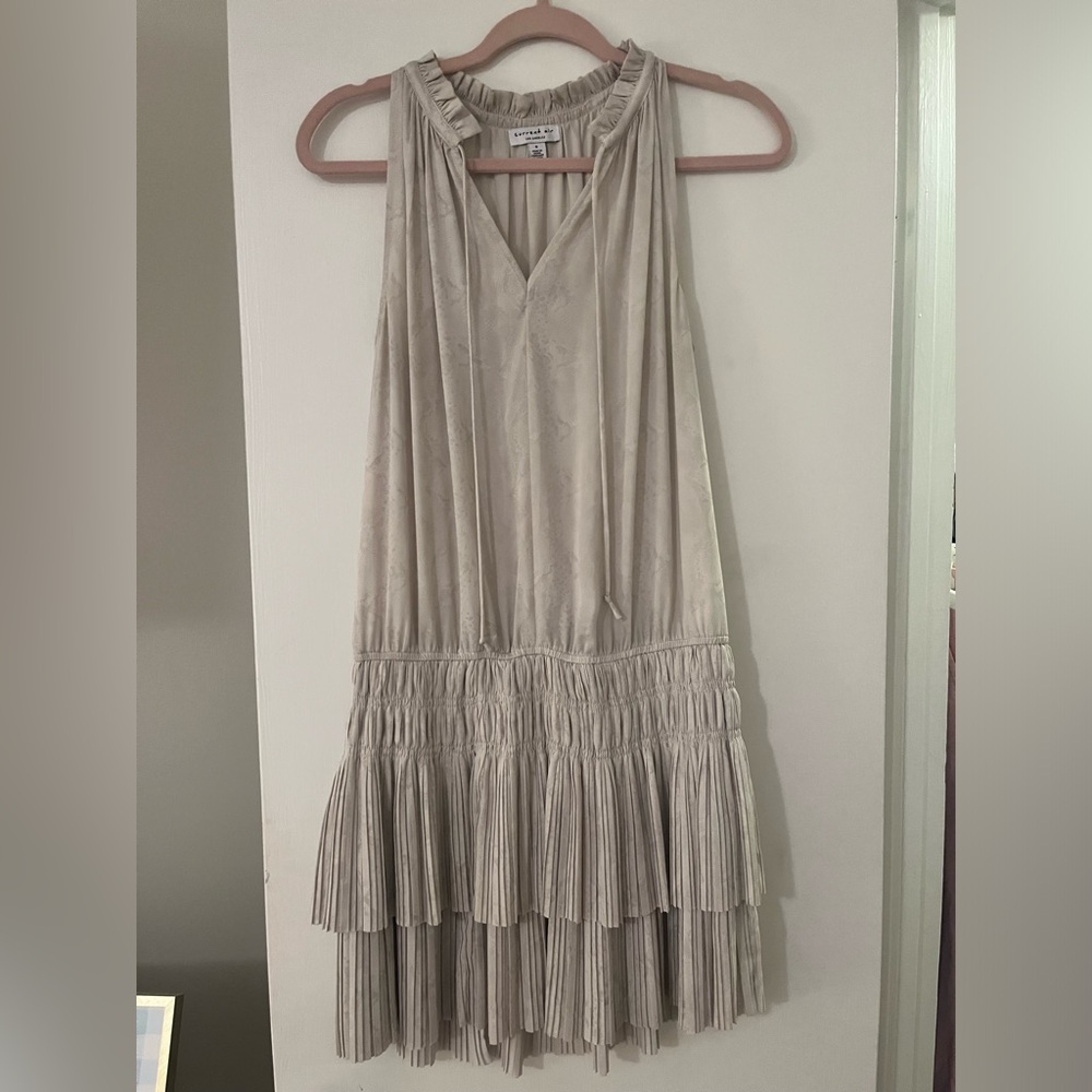 Light Gray Halter Pleated Tiered Dress